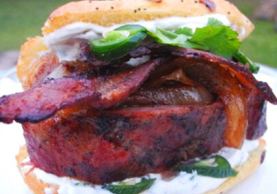 jalapeno cilantro pork steak bacon burger