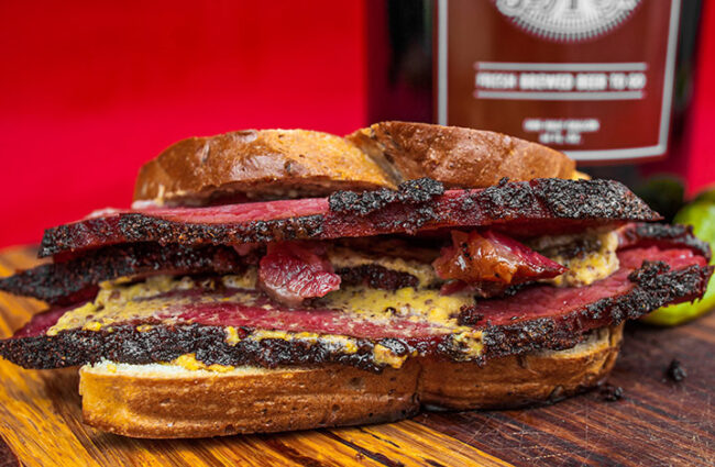 Smoked pastrami sandwich